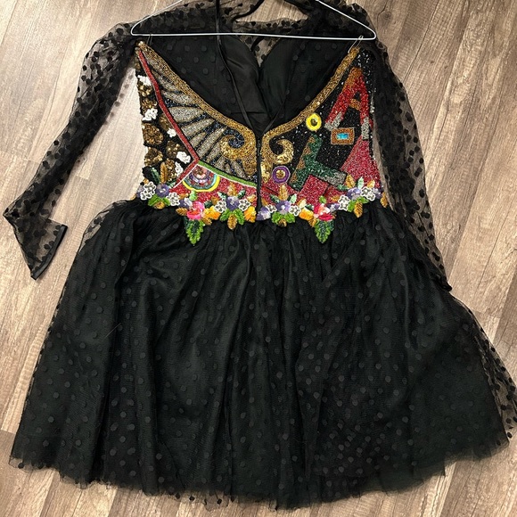 Naeem Kahn Dress Riazee Nights Beaded Sequin Embellished Sheer Polka Dot Tulle - Picture 9 of 9